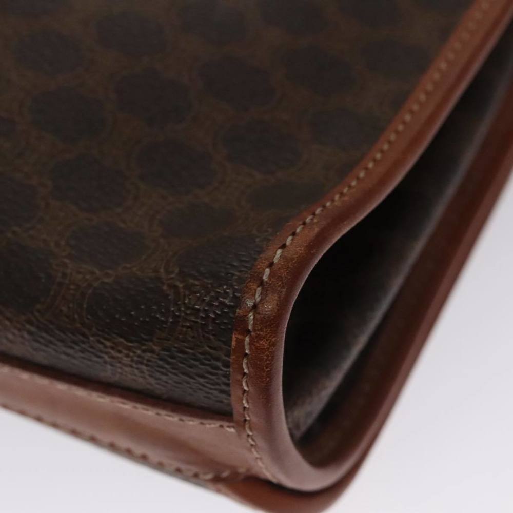 CELINE Macadam Canvas Clutch Bag PVC Leather Brown Gold Auth 106871 - Picture 15 of 16